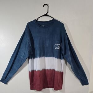 Ivory Ella Blue and Red Tie-Dye Long Sleeve Top